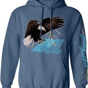 Blue Billy Idol Hoodie with Eagle and Lightning Graphic New Size XL